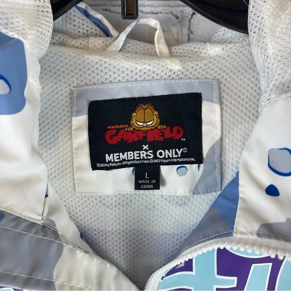 Garfield Members Only Windbreaker Jacket Mens Large Multicolor Nickelodeon Odie - Picture 2 of 9